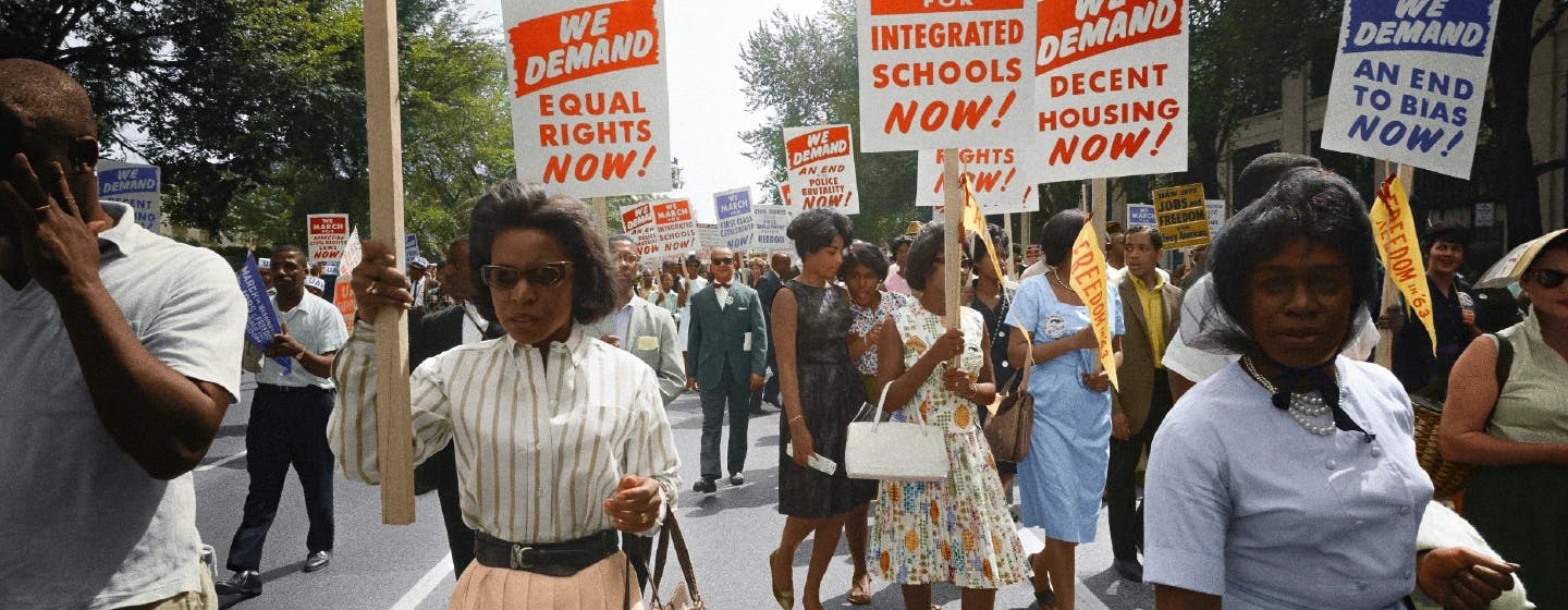 black people on an equality march in the USA 1964